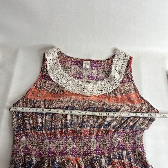Bila Womens Maxi Dress Size XXL Multicolor Damask Sleeveless Crochet Scoop Neck - Picture 10 of 12